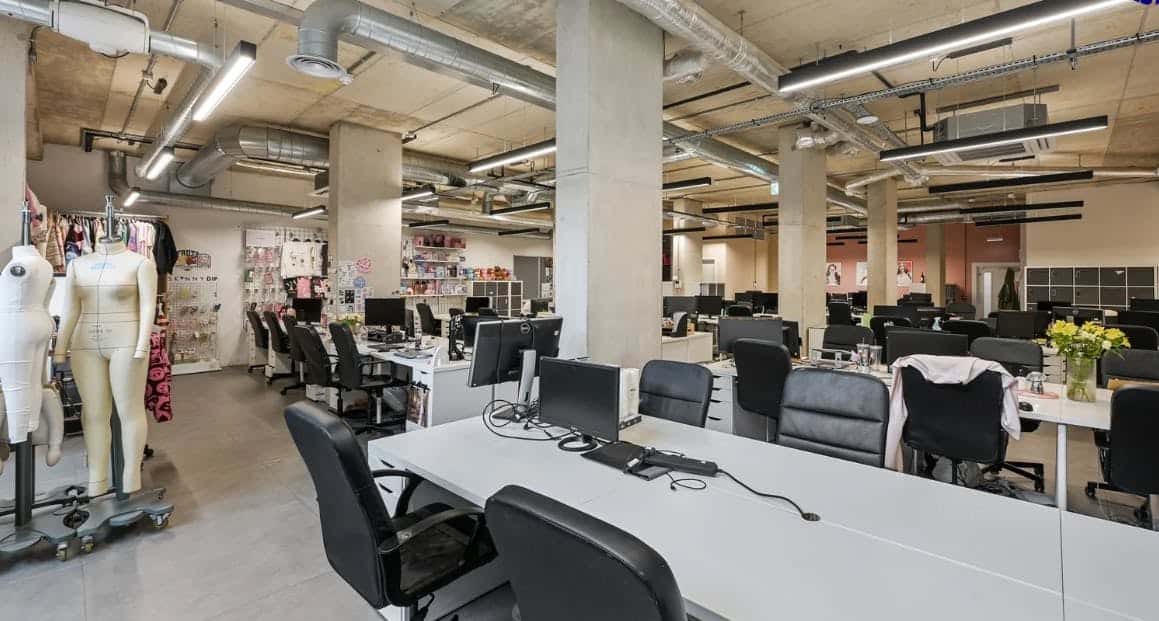 office space with banks of desks