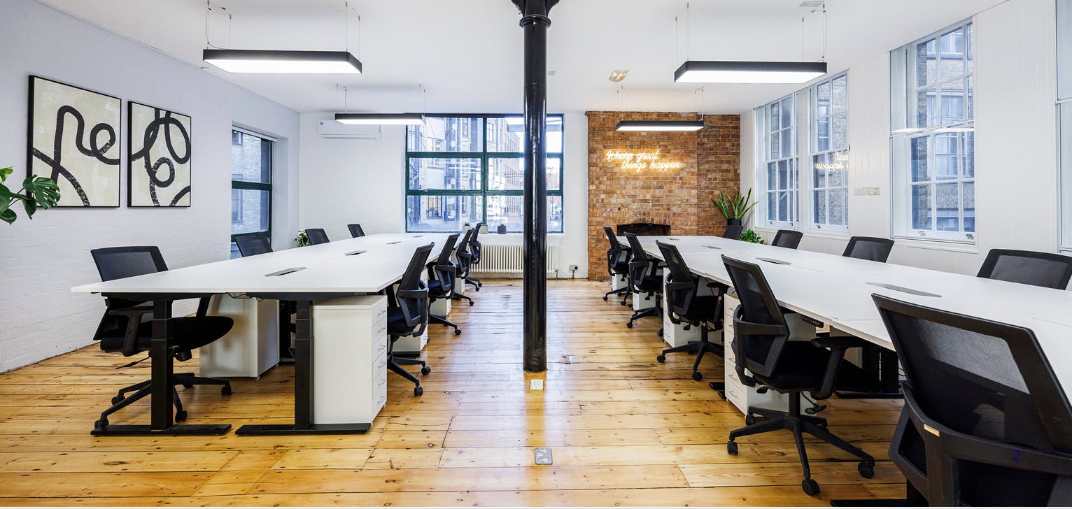 bank of office desks