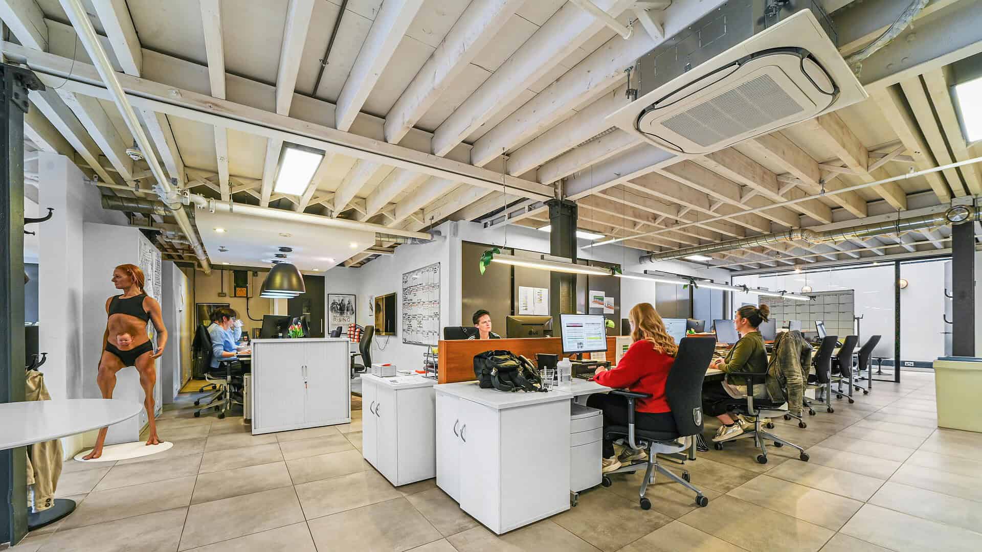 Bright, open-plan office with contemporary design, natural light, and a professional environment in Highbury East.